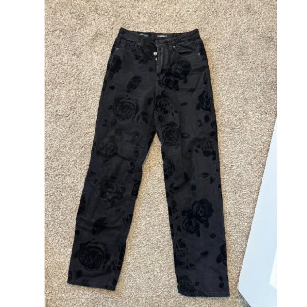 Women's High-Rise EasyRigid Straight Jeans - Wild Fable Black Wash Floral Size 4